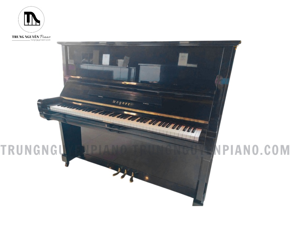 Tổng thể đàn piano Wagner HW-20 dáng đứng với lớp sơn đen bóng hoàn thiện