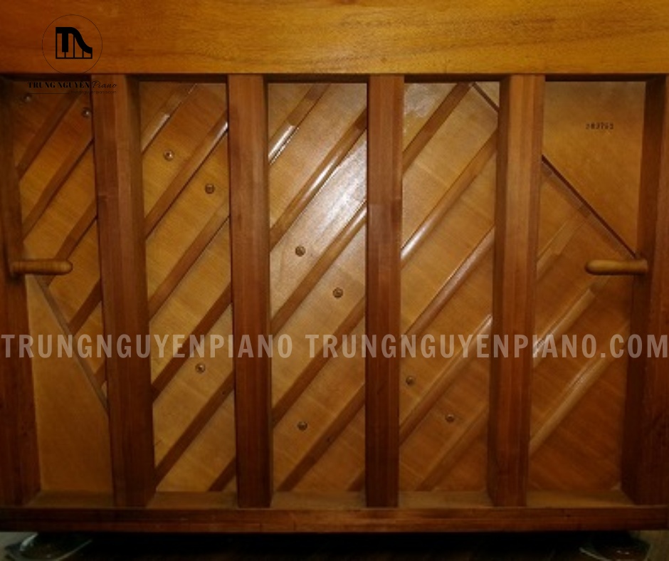 Đàn Piano Wagner W5 8 Mặt sau với hệ thống trụ lưng chắc chắn, tăng độ bền và ổn định lâu dài