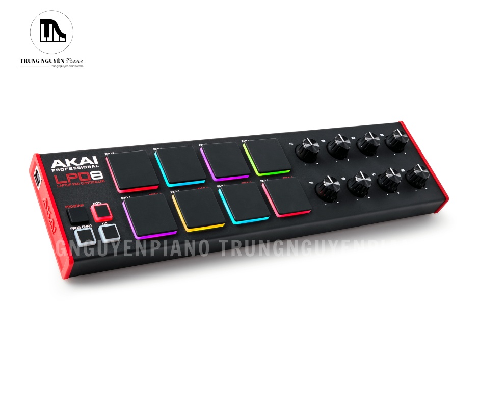 Akai LPD8V2 với thiết kế nhỏ gọn, 8 pad MPC nhạy lực và 8 núm xoay điều khiển MIDI