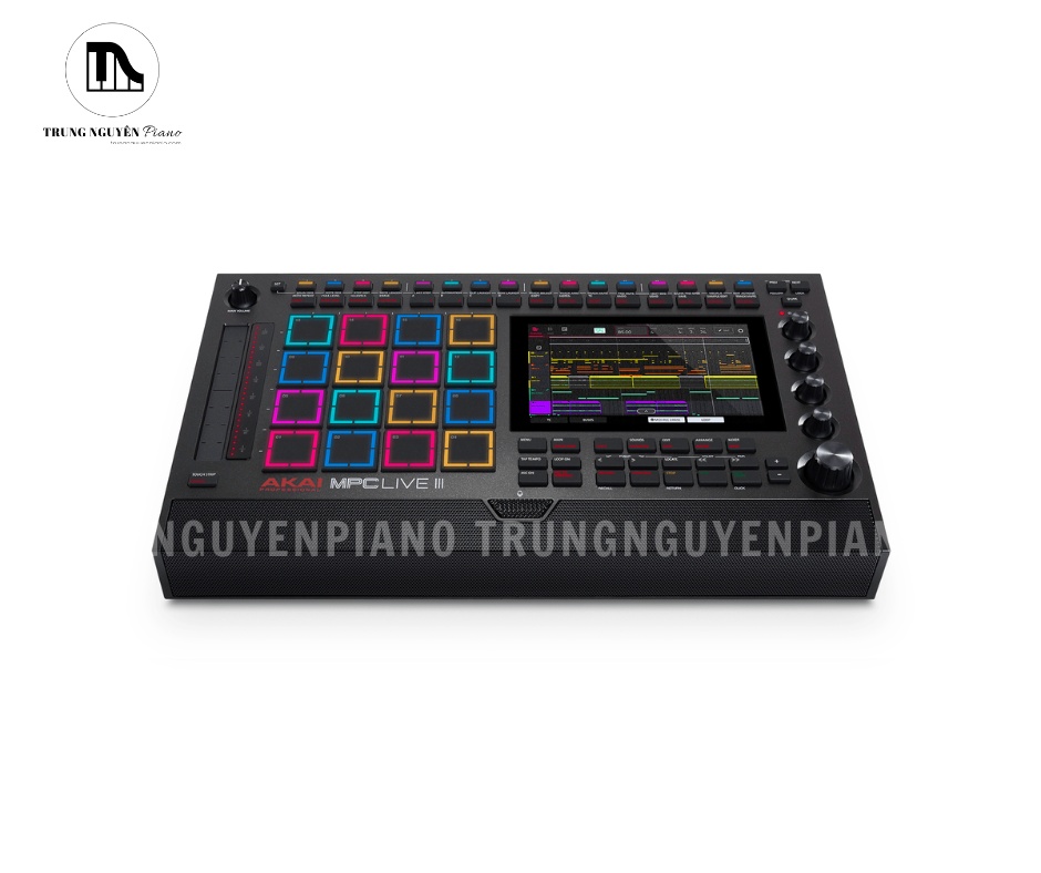 MIDI Controller Akai MPC Live III 4 Hệ thống loa monitor tích hợp ở mặt trước, hỗ trợ nghe trực tiếp không cần loa ngoài