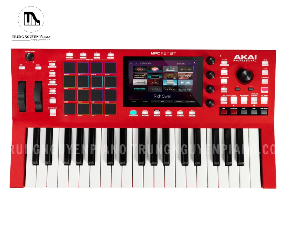 Thiết kế tổng thể Akai MPC Key 37 với bàn phím 37 phím và hệ thống điều khiển tích hợp