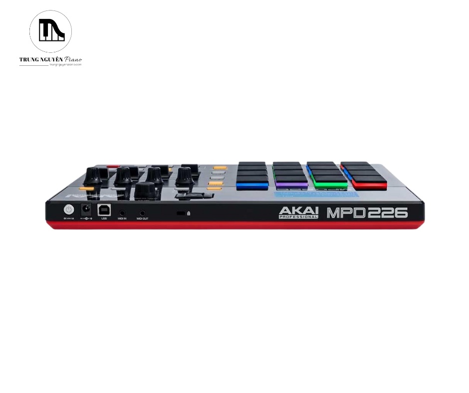 Pad Controller Akai MPD226 3 Akai MPD226 với cổng USB và MIDI In/Out, phù hợp kết nối phòng thu và thiết bị ngoài
