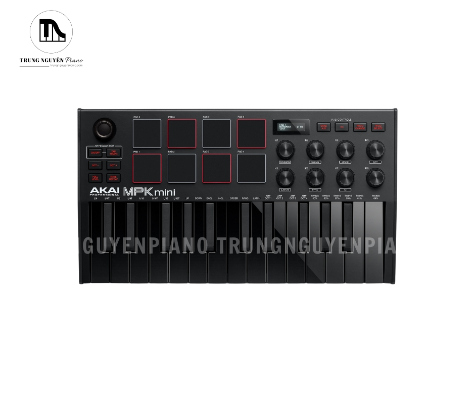 MIDI Keyboard Controller Akai MPK Mini 3 4 Phiên bản All-Black mang lại vẻ ngoài mạnh mẽ, chuyên nghiệp và hiện đại cho không gian studio