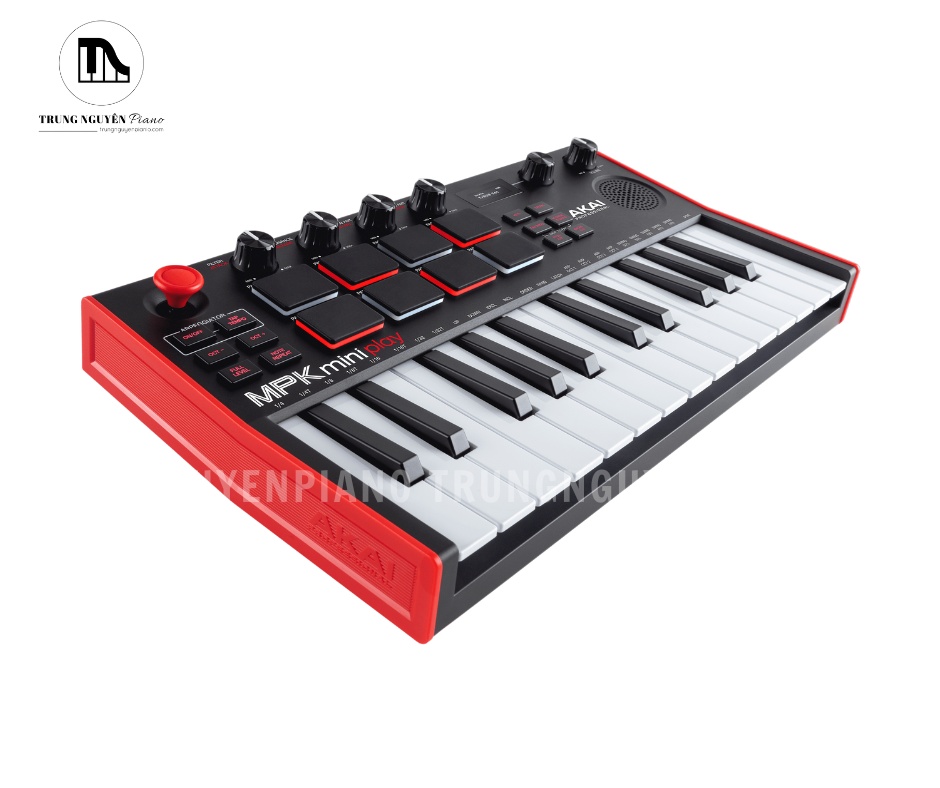 Akai MPK Mini Play MK3 - Thiết kế cạnh bên mỏng nhẹ với khung vỏ màu đỏ chắc chắn, tối ưu cho nhu cầu di chuyển và sáng tác linh hoạt