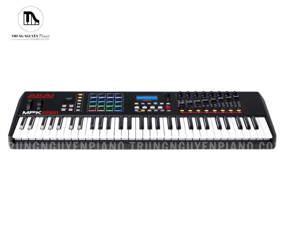 Bàn phím MIDI Controller Akai MPK261 3 Bố trí thông minh của Akai MPK261 tối ưu hóa không gian làm việc với hệ thống nút bấm, pad và fader được sắp xếp khoa học