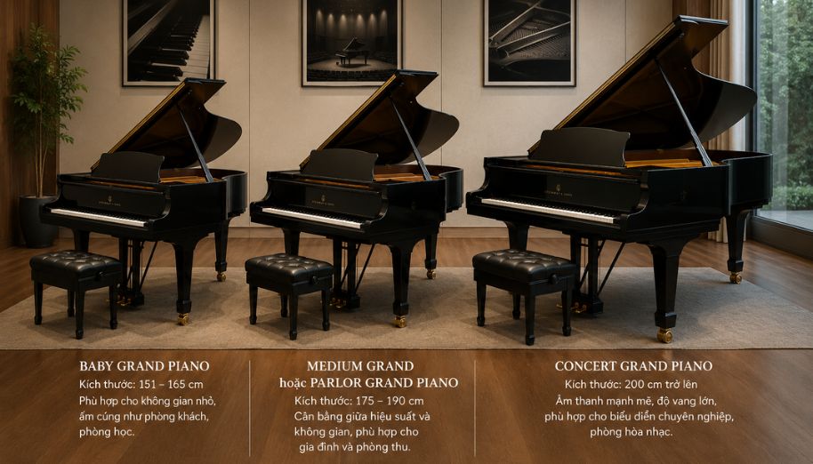 Các dòng đàn Grand piano phổ biến hiện nay