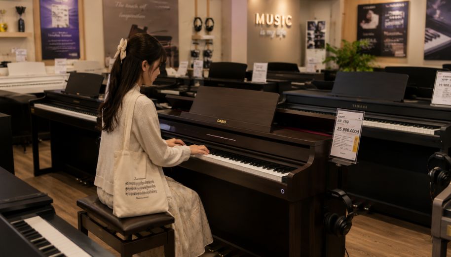 Nên kiểm tra âm thanh và bàn phím của piano điện trước khi mua