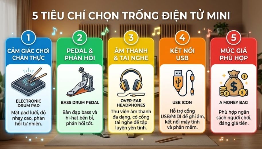 5 tiêu chí quan trọng nhất khi chọn trống điện tử mini
